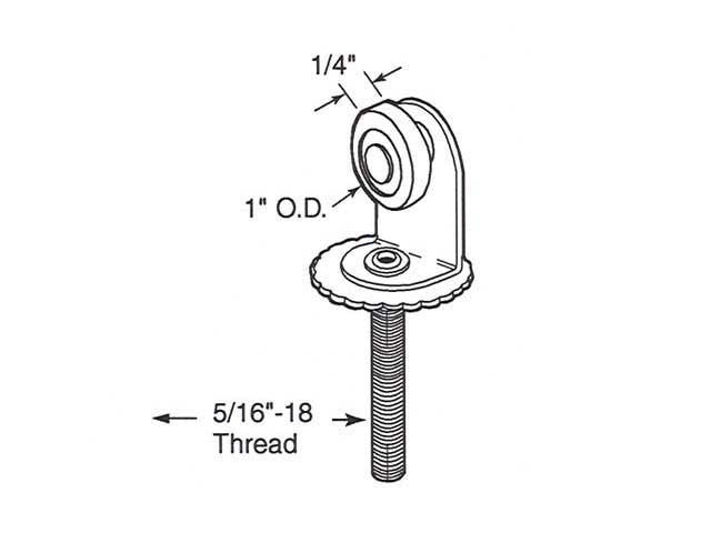 Pocket Door Roller Assembly, Top,  1 inch Single Wheel - Pocket Door Roller Assembly, Top,  1 inch Single Wheel