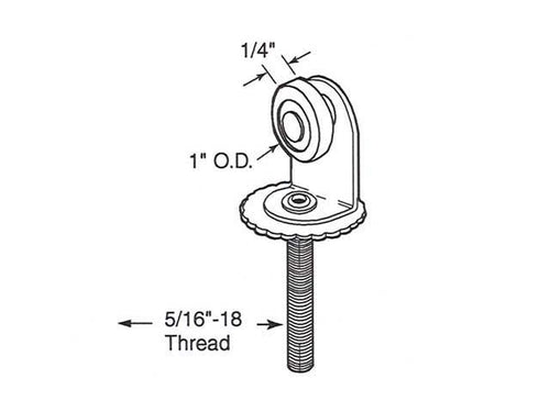 Pocket Door Roller Assembly, Top,  1 inch Single Wheel - Pocket Door Roller Assembly, Top,  1 inch Single Wheel