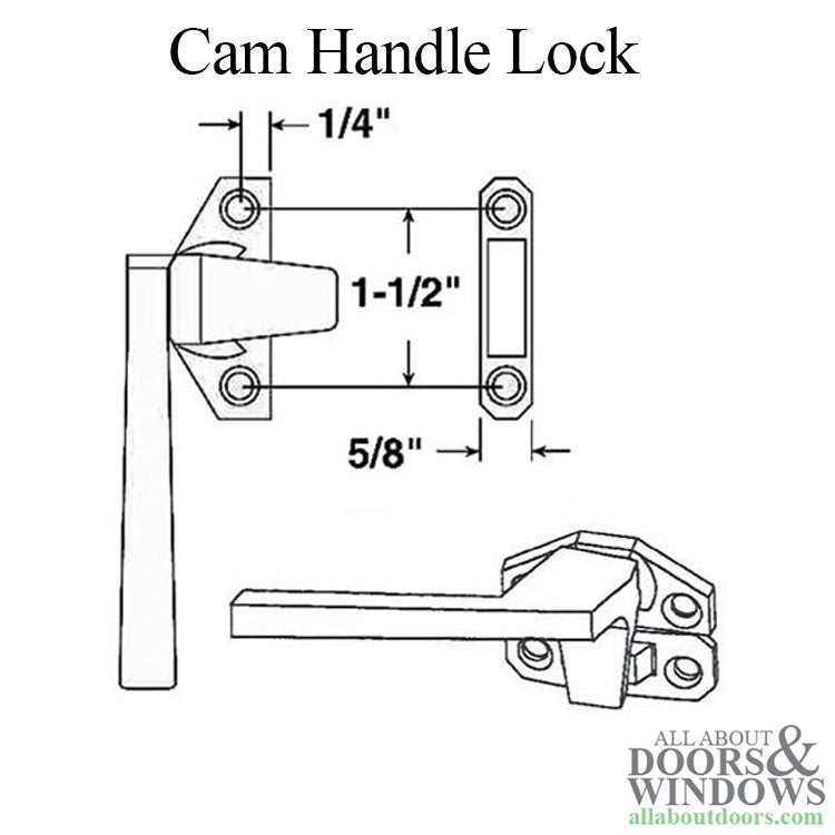 Casement Window Cam Handle Lock Left Handed 1.5 Inch Screw Hole Spacing Handle Lock - Casement Window Cam Handle Lock Left Handed 1.5 Inch Screw Hole Spacing Handle Lock