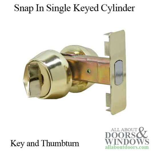 Snap-In Keyed Single Cylinder Deadbolt Lock - Polished Brass