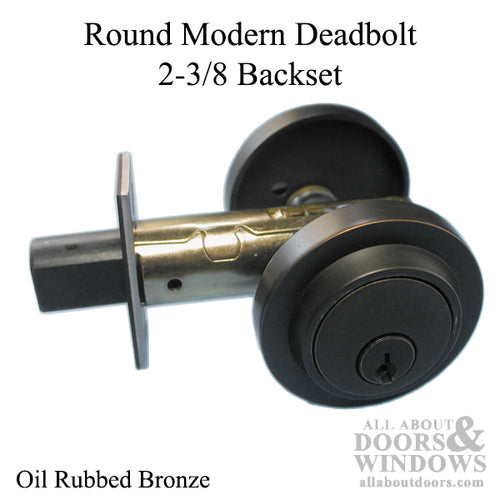 Round Modern Deadbolt 2-3/8 BS  - Oil Rubbed Bronze - Round Modern Deadbolt 2-3/8 BS  - Oil Rubbed Bronze