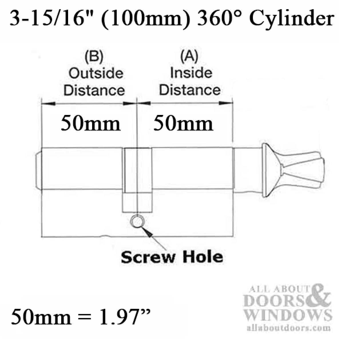 50/50 Key/TT 100mm Euro profile cylinder - Satin Nickel - 50/50 Key/TT 100mm Euro profile cylinder - Satin Nickel