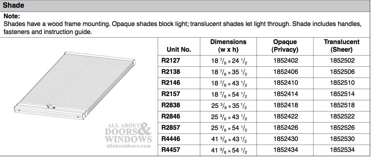 DISCONTINUED - Andersen Roof Window Shade - Opaque - 41-3/8 X 43-1/2 - DISCONTINUED - Andersen Roof Window Shade - Opaque - 41-3/8 X 43-1/2