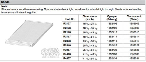 DISCONTINUED - Andersen Roof Window Shade - Opaque - 41-3/8 X 43-1/2 - DISCONTINUED - Andersen Roof Window Shade - Opaque - 41-3/8 X 43-1/2