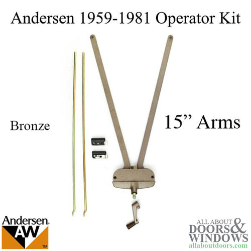 Andersen Roto-Lock Operator 1959-1981, Operator, Shoes and Rods  - Medium Bronze - Andersen Roto-Lock Operator 1959-1981, Operator, Shoes and Rods  - Medium Bronze