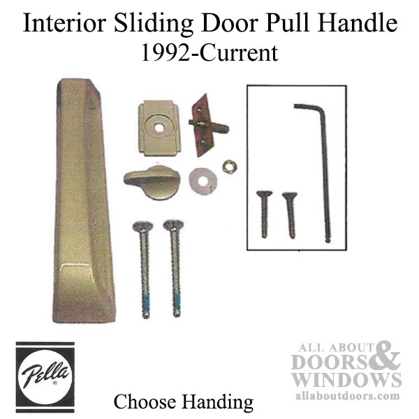 Interior Sliding Door Pull Handle with Thumbturn, Choose Handing - Champagne - Interior Sliding Door Pull Handle with Thumbturn, Choose Handing - Champagne