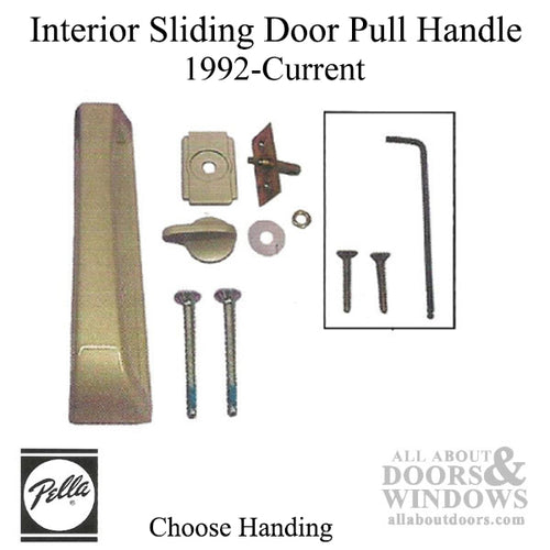 Interior Sliding Door Pull Handle with Thumbturn, Choose Handing - Champagne - Interior Sliding Door Pull Handle with Thumbturn, Choose Handing - Champagne