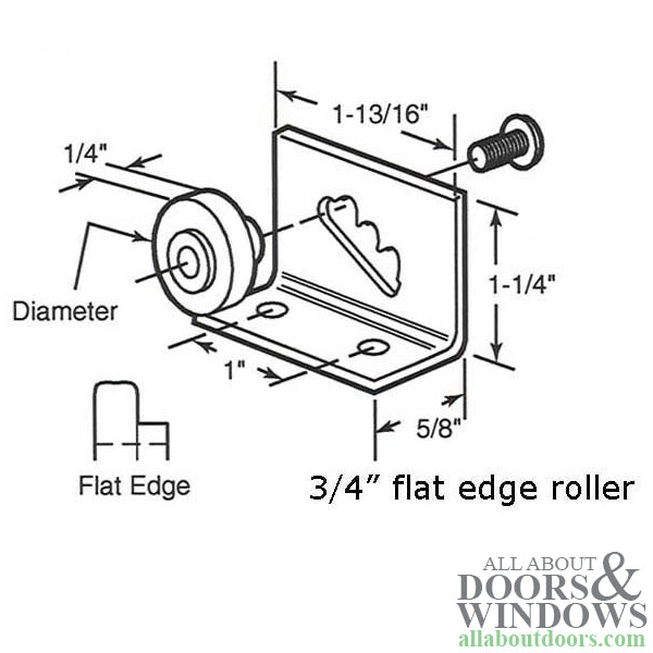 Shower door roller: 3/4 Flat Wheel w/ Bracket - Shower door roller: 3/4 Flat Wheel w/ Bracket