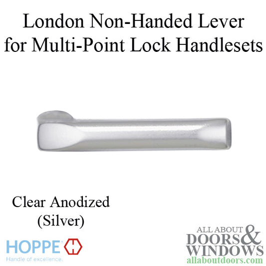 London Non-Handed Lever Handle for Multipoint Lock Handlesets - Clear Anodized