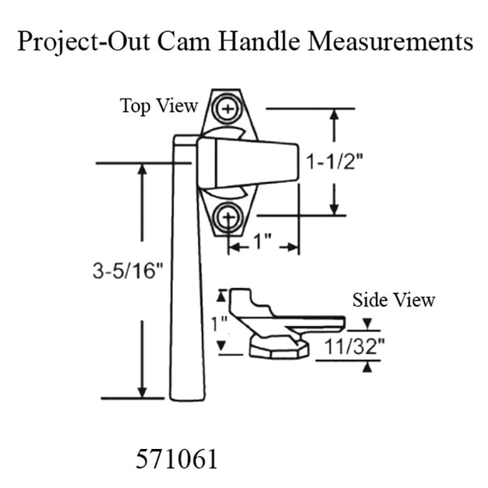 Window Handle For Casment Window and Awning Window Left Hand Handle Project Out Two Hole Cam Handle - Window Handle For Casment Window and Awning Window Left Hand Handle Project Out Two Hole Cam Handle
