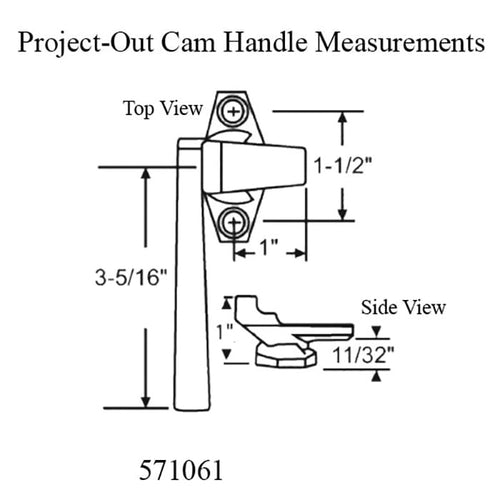 Window Handle For Casment Window and Awning Window Left Hand Handle Project Out Two Hole Cam Handle - Window Handle For Casment Window and Awning Window Left Hand Handle Project Out Two Hole Cam Handle