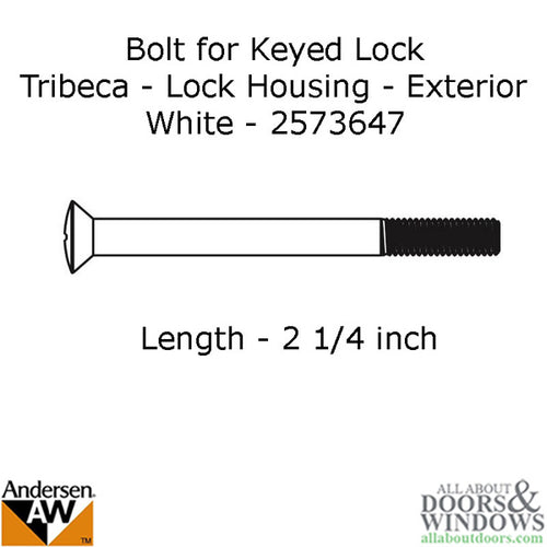 Andersen Tribeca Frenchwood Gliding Door Screw for Keyed Lock Housing, White - Andersen Tribeca Frenchwood Gliding Door Screw for Keyed Lock Housing, White