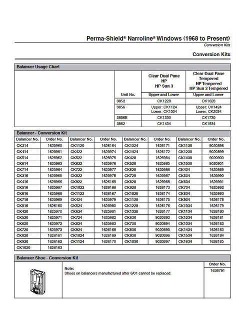 Andersen Perma-Shield Narroline Balancer Shoe Conversion Kit - Andersen Perma-Shield Narroline Balancer Shoe Conversion Kit