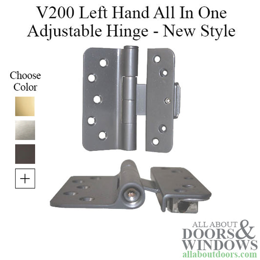 V200 Left Hand All-In-One Adjustable Hinge, New Style - Choose Your Color