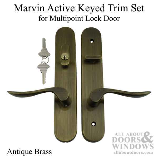 Marvin Active Keyed Multi-point Lock Trim for Hinged Door - Antique Brass - Marvin Active Keyed Multi-point Lock Trim for Hinged Door - Antique Brass
