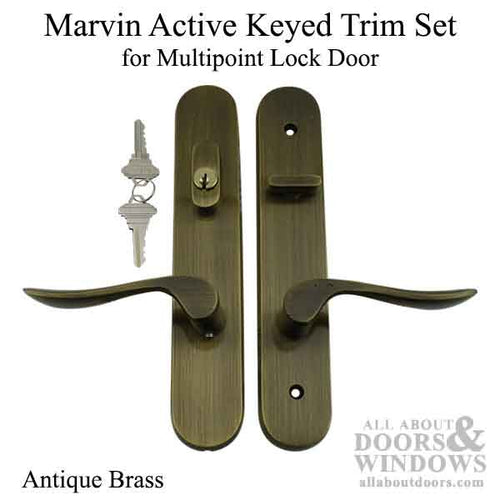 Marvin Active Keyed Multi-point Lock Trim for Hinged Door - Antique Brass - Marvin Active Keyed Multi-point Lock Trim for Hinged Door - Antique Brass