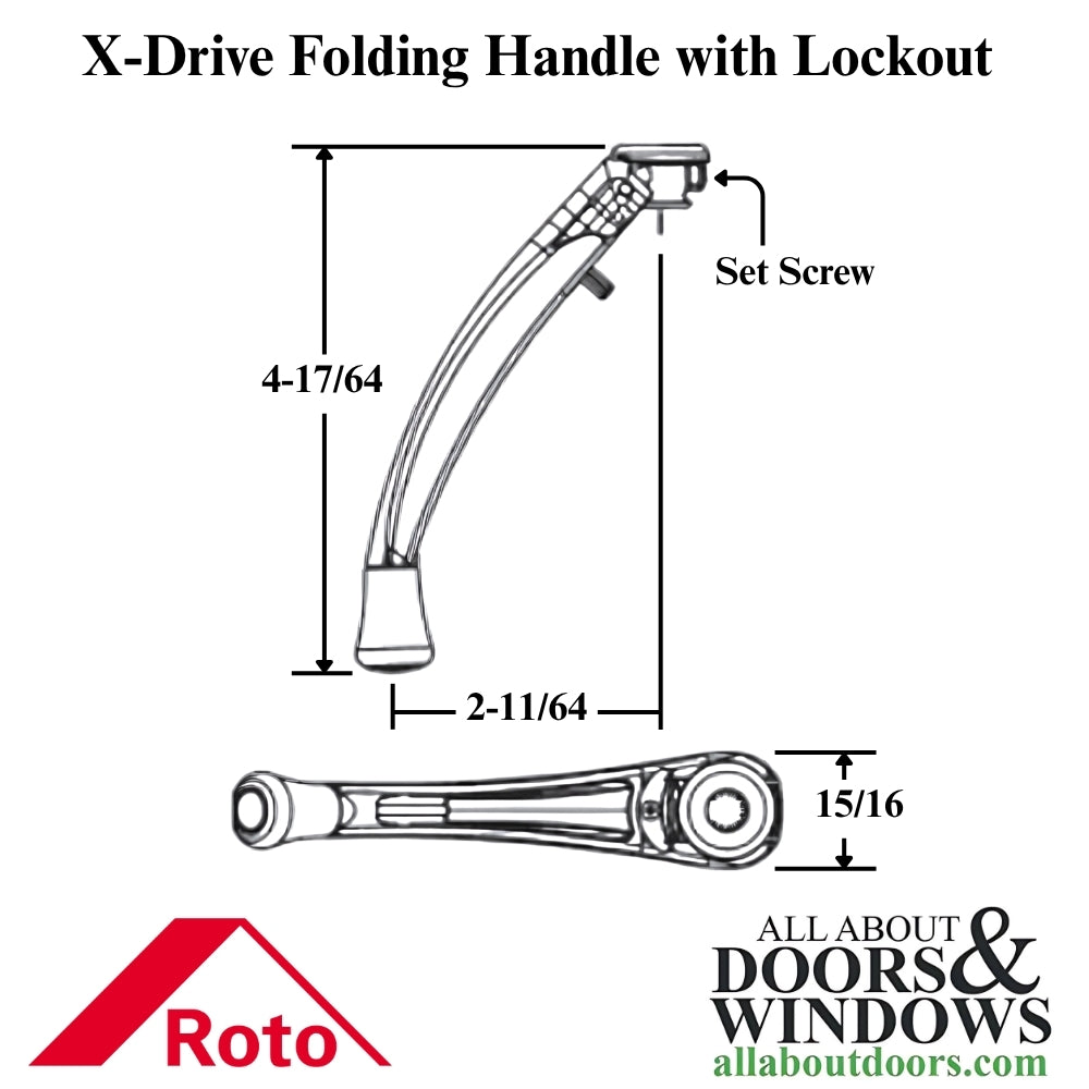Roto OP06-7814-70 X-Drive X10 Folding Handle with Lockout - Roto OP06-7814-70 X-Drive X10 Folding Handle with Lockout