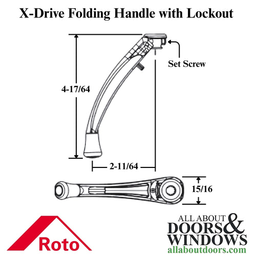 Roto OP06-7814-70 X-Drive X10 Folding Handle with Lockout - Roto OP06-7814-70 X-Drive X10 Folding Handle with Lockout