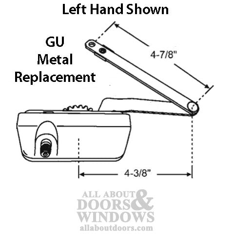 Discontinued - G-U Casement Operator, Metal Base, Split Arm  LH -White - Discontinued - G-U Casement Operator, Metal Base, Split Arm  LH -White