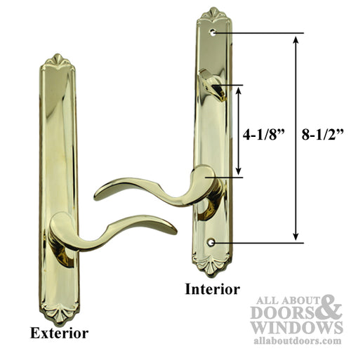 Cortina Style Handle Set for Active / Non-Keyed Andersen Door with Thumbturn, RH, Polished Brass PVD - Cortina Style Handle Set for Active / Non-Keyed Andersen Door with Thumbturn, RH, Polished Brass PVD