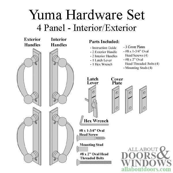 Andersen Yuma 4-Panel Gliding Door Interior/Exterior Trim Hardware - Distressed Nickel - Andersen Yuma 4-Panel Gliding Door Interior/Exterior Trim Hardware - Distressed Nickel