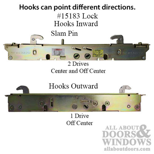 2-point Double Hook Sliding Door Lock with No Faceplate - 2-point Double Hook Sliding Door Lock with No Faceplate