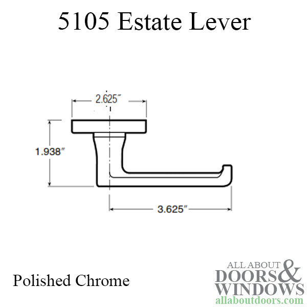 5105 Pair of Estate Levers without Rosettes - Polished Chrome - 5105 Pair of Estate Levers without Rosettes - Polished Chrome