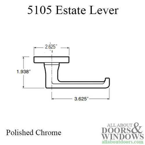 5105 Pair of Estate Levers without Rosettes - Polished Chrome - 5105 Pair of Estate Levers without Rosettes - Polished Chrome