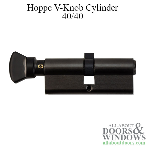 Hoppe V-Knob Cylinder, 40mm/40mm, 90 Degree Turn - Dark Metallic Bronze Finish - Hoppe V-Knob Cylinder, 40mm/40mm, 90 Degree Turn - Dark Metallic Bronze Finish