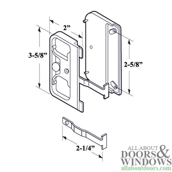 Non-Handed Plastic Latch & Pull Handle Set with Steel Latch for Sliding Screen Door - Black - Non-Handed Plastic Latch & Pull Handle Set with Steel Latch for Sliding Screen Door - Black