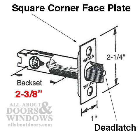 Weiser Deadlatch 2-3/8 Fixed Backset,  Square Face Entry Door - Weiser Deadlatch 2-3/8 Fixed Backset,  Square Face Entry Door