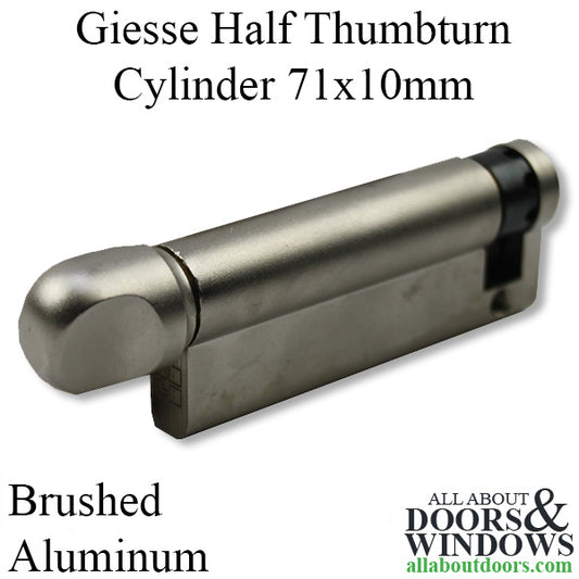 Giesse Half Thumbturn Cylinder, 71/10, Brushed Alumimum