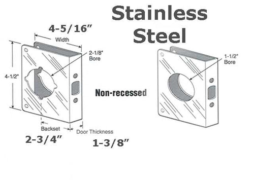 Discontinued - Door Reinforcer - 2-3/4 BS - 1-3/8 Door - Stainless Steel - Discontinued - Door Reinforcer - 2-3/4 BS - 1-3/8 Door - Stainless Steel