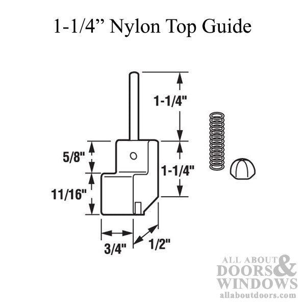 1-1/4 Inch Long Stem Nylon Top Guide for Sliding Screen Door - 1-1/4 Inch Long Stem Nylon Top Guide for Sliding Screen Door