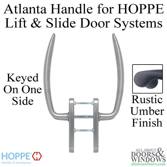 HOPPE Atlanta Series Handle Set for Active Lift and Slide Door System Keyed One Side Rustic Umber