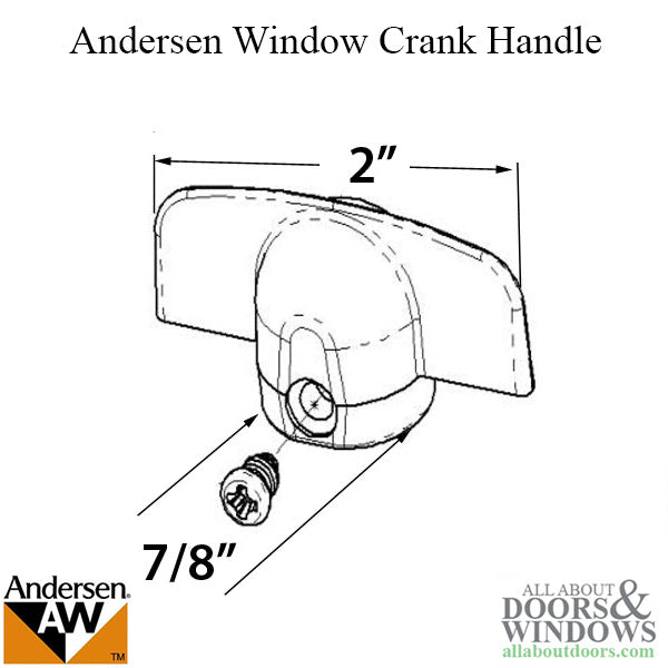 Andersen Casement Window Crank/Handle - T/Metal - White - Andersen Casement Window Crank/Handle - T/Metal - White