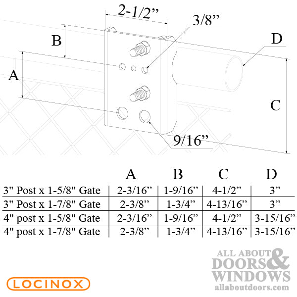 Galvanized Locinox Bracket to Mount Samson-2 to Chain Link Fence - Choose Size - Galvanized Locinox Bracket to Mount Samson-2 to Chain Link Fence - Choose Size