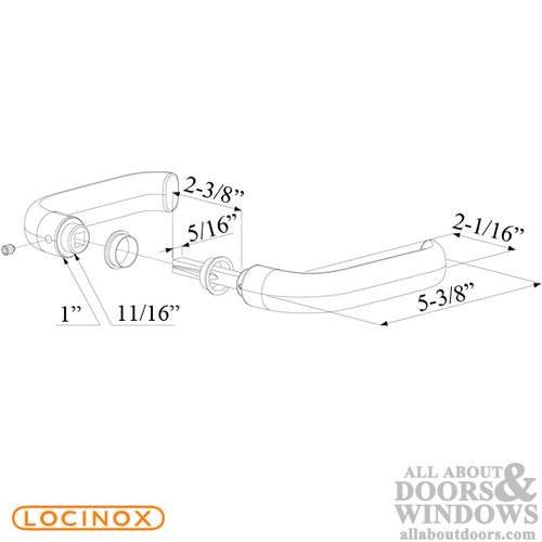 Locinox Sliding Gate Handle Pair with 2.375 Inch Spindle - Locinox Sliding Gate Handle Pair with 2.375 Inch Spindle