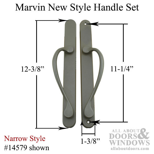 Marvin Narrow Traditional, Keyed Sliding Patio Door Handle - Satin Taupe - Marvin Narrow Traditional, Keyed Sliding Patio Door Handle - Satin Taupe