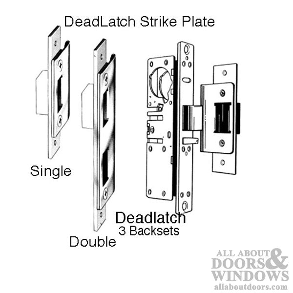 Deadlatch Lock 1-1/8 Kit with Faceplate and Strike Plates - Aluminum Finish - Deadlatch Lock 1-1/8 Kit with Faceplate and Strike Plates - Aluminum Finish