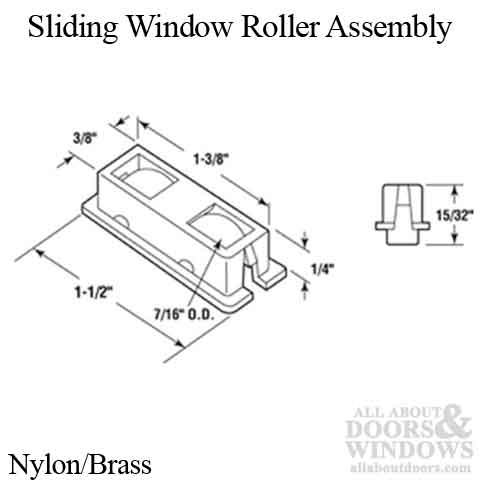 Roller Assembly (Flat) - Sliding Windows, Nylon / Brass - Pairs - Roller Assembly (Flat) - Sliding Windows, Nylon / Brass - Pairs