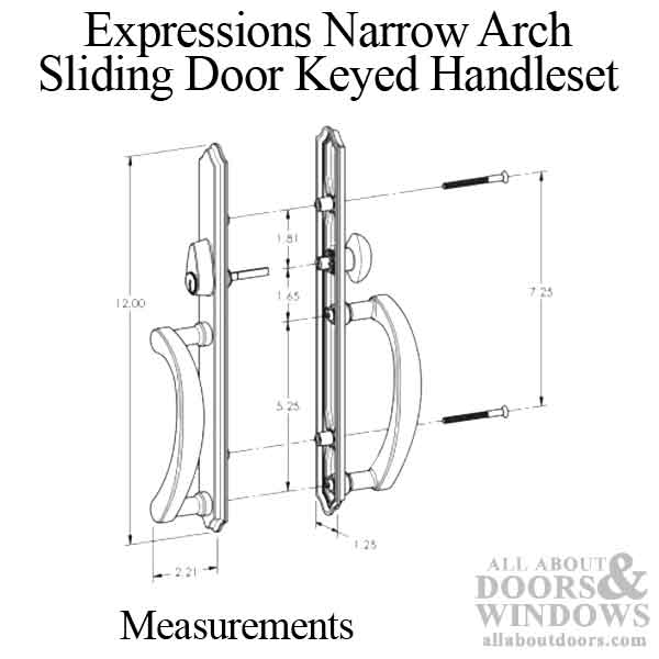 Expressions Narrow Arch, Active Keyed Sliding Door Handle - Choose Color - Expressions Narrow Arch, Active Keyed Sliding Door Handle - Choose Color