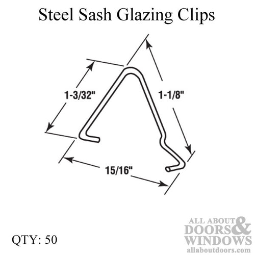 Steel Sash Window Glazing Clips, Steel - 50 per box - Steel Sash Window Glazing Clips, Steel - 50 per box