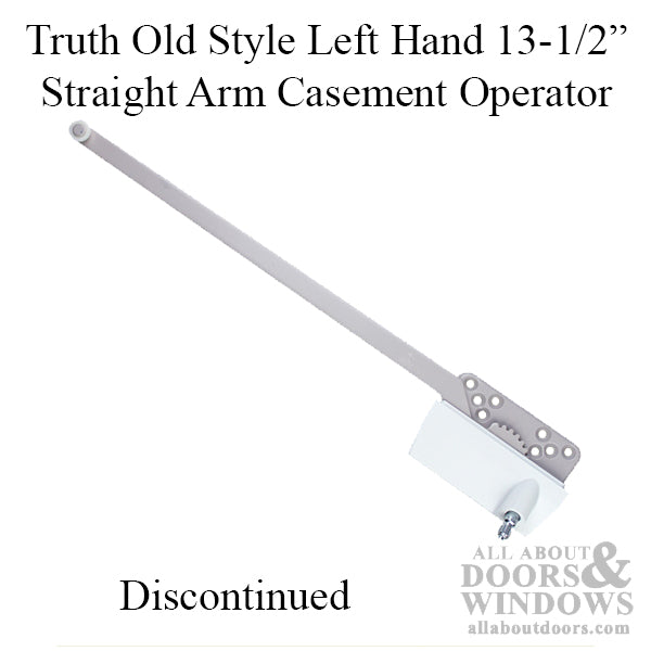 DISCONTINUED Old Style Left Hand 13-1/2 Inch Straight Arm Casement Operator - Choose Color - DISCONTINUED Old Style Left Hand 13-1/2 Inch Straight Arm Casement Operator - Choose Color