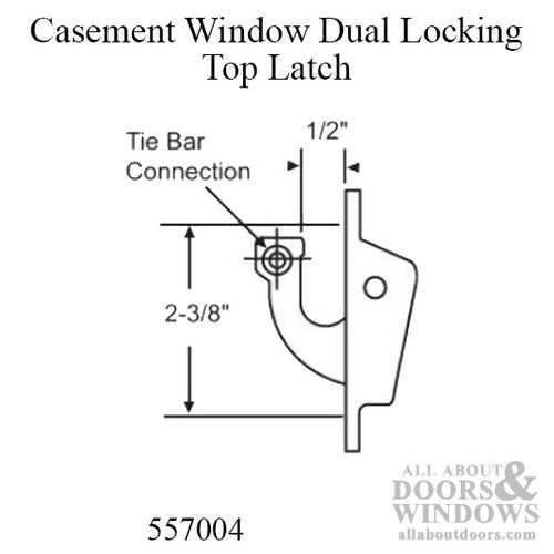 Casement Window Top Locking Latch, Tie Bar, 2-3/8 Inch Screw Spacing - Chestnut Bronze - Casement Window Top Locking Latch, Tie Bar, 2-3/8 Inch Screw Spacing - Chestnut Bronze