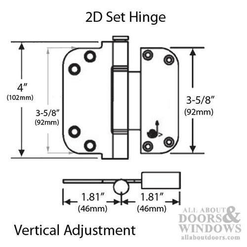 2D Set Hinge (V),  3-5/8 x 3-5/8  NRP Outswing Doors - Black - 2D Set Hinge (V),  3-5/8 x 3-5/8  NRP Outswing Doors - Black