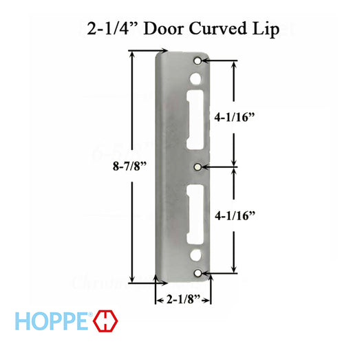HOPPE Extended Lip Latch and Deadbolt with Curved Lip for 2-1/4
