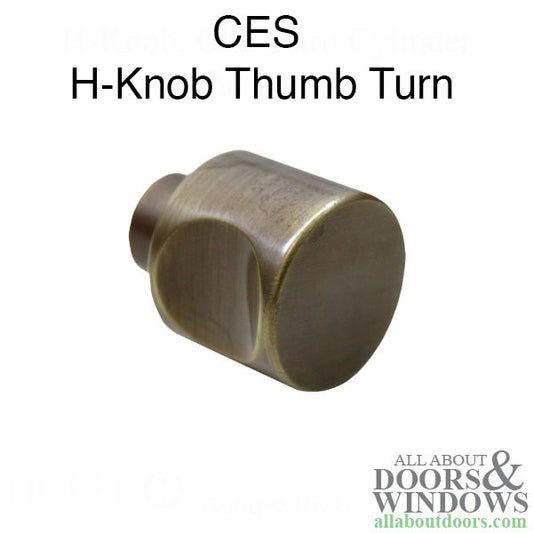 H-Knob, CES Euro Cylinder Thumbturn - Antique Brass