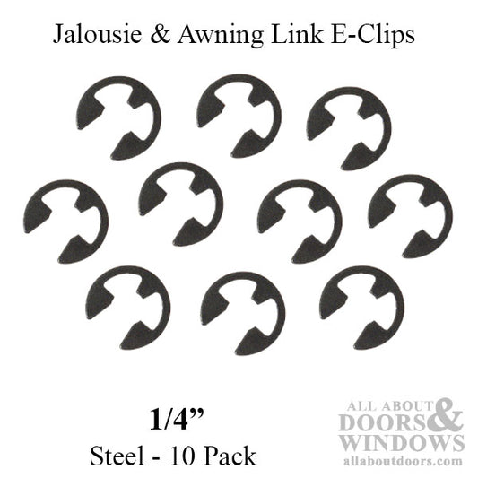 E Clip Pack for Jalousie or Awning Links, 1/4 Inch - Steel