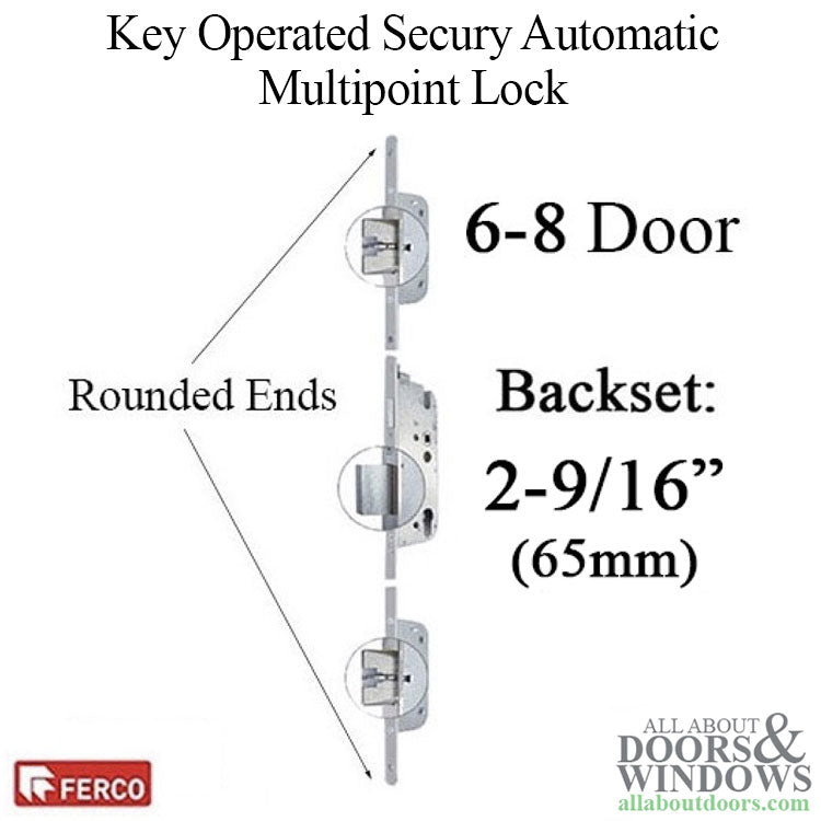 Secury Automatic Multipoint Lock, Key Operated, 65/92 Gear Driven 6-8 Door - Secury Automatic Multipoint Lock, Key Operated, 65/92 Gear Driven 6-8 Door